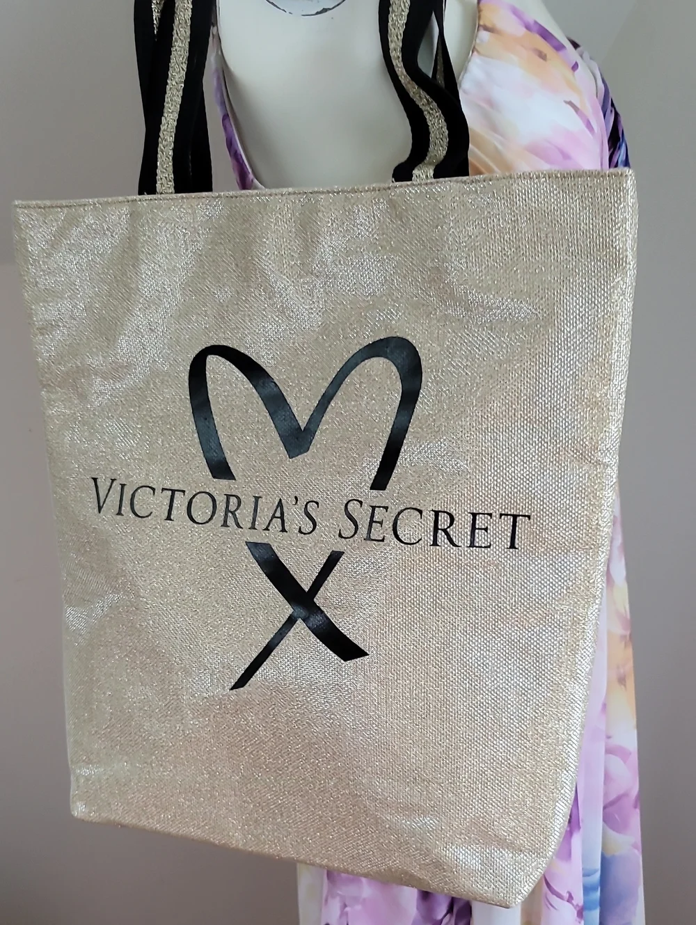 VICTORIA'S SECRET Gold Glitter Fashion Show Limited Edition Tote Bag Casual Chic